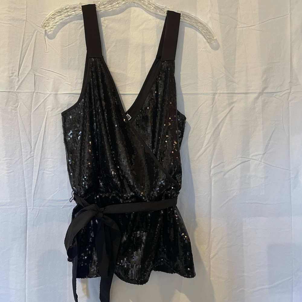 Black Sequence cross body top